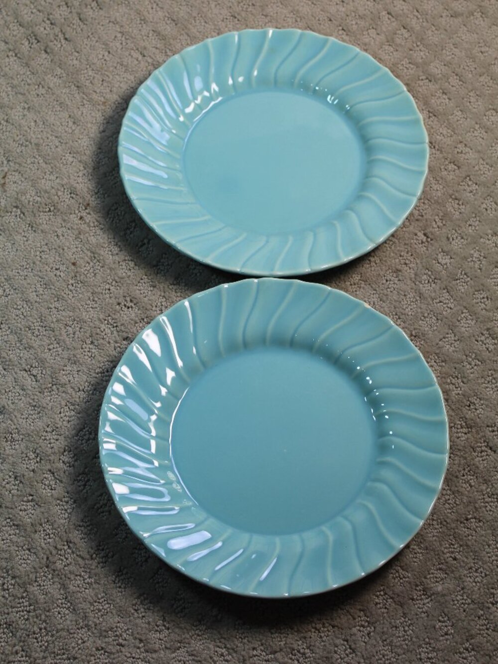 Set Of 2 Vintage Franciscan Coronado Swirl Turquoise 10.25" Dinner Plates